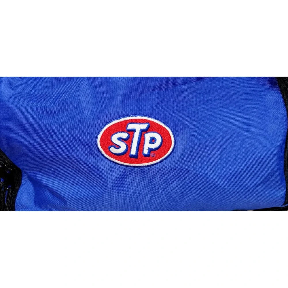 STP Oil Swingster Blue Black Duffle Gear Bag Travel Vintage